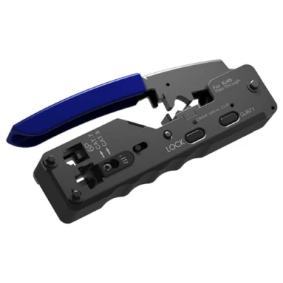 Immagine di Area illumina Pinza a Crimpare RJ45 RJ11, Compatibile con Cat 7/6A/6/5E/5, Standard 8P8C/6P6C/6P4C, Spella Cavi