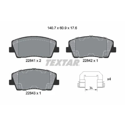 Immagine di TEXTAR 2284101 Kit pastiglie freno con segnalatore acustico usura accessori KIA: Stinger Hatchback