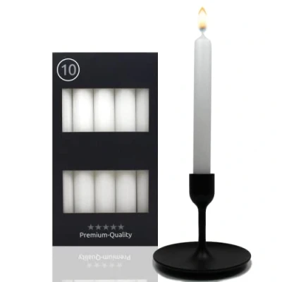 Immagine di Candelo Set di 10 candele da tavola, colore bianco, 18,5 cm, durata 7,5 ore, a punta per candelabri e lampadari