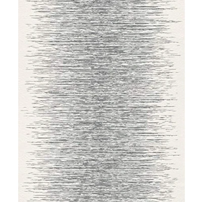 Immagine di Rasch carta da parati 413809, in tessuto non tessuto, color bianco, effetto 3D, con linee sottili argento metallizzato e grigio, 10,05 m x 53 cm (lunghezza larghezza)