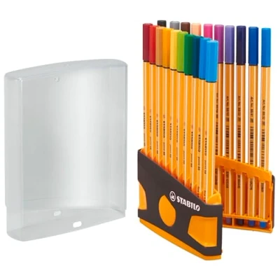Immagine di Fineliner STABILO point 88 Colorparade in antracite/arancio con gancio Astuccio da 20 Colori assortiti
