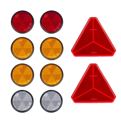 Immagine di BEIJISTAR Catarifrangente Rimorchio, 2 x Autoadesivo Triangolare Rosso, Rosso 4 Giallo Bianco Tondi, per Camion Rimorchio RV Caravan