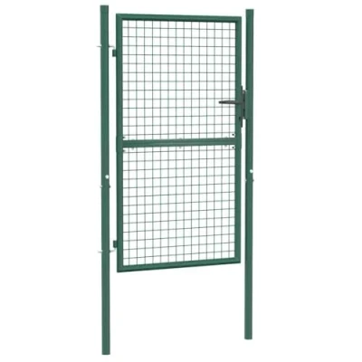 Immagine di vidaXL Cancello per Recinzione Robusto Durevole Privacy con 2 Pali Serratura e Chiavi Ingresso Pedonale in Acciaio 100x150 cm Verde
