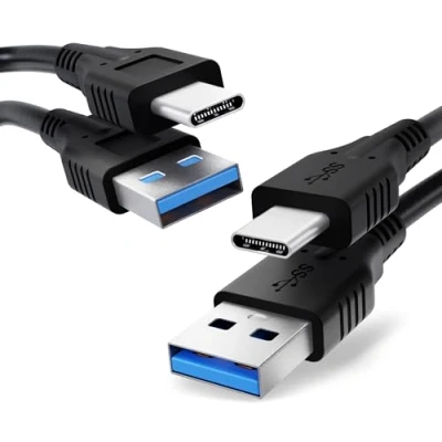 Immagine di CELLONIC 2X Cavo USB (CONNETTORE Lungo, 1m) Compatibile con Smartphone Blackview BV9900 BV9800 PRO BV9700 BV6800 Filo, Cavetto C A 3.1 Gen 1 di Ricarica 3A e Dati Nero PVC
