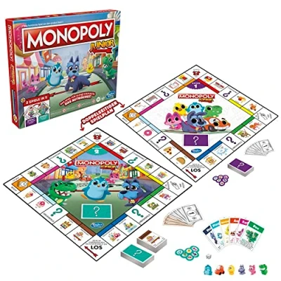 Immagine di Hasbro monopoly Junior, piano di gioco a 2 pagine, giochi in uno, per bambini più piccoli,Lingua Tedesco