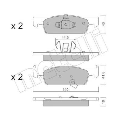 Immagine di METELLI 22 0975 2 Kit pastiglie freno con segnalatore acustico usura SMART: Fortwo III Coupe, Forfour II Hatchback, Cabrio