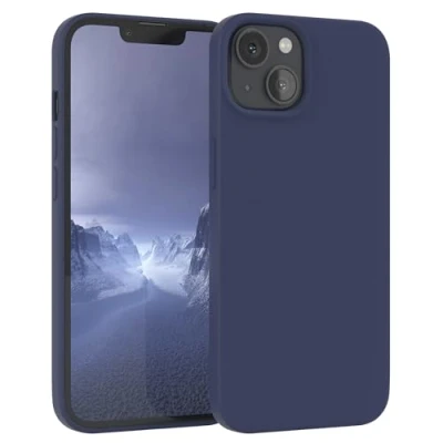 Immagine di EAZY CASE custodia per cellulare in silicone premium compatibile con iPhone 13 protezione della fotocamera e rivestimento interno protettiva bumper Blu notte