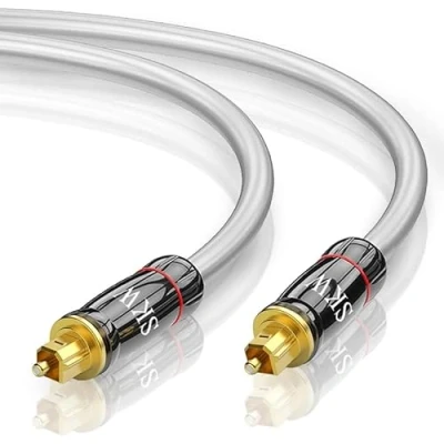 Immagine di SKW Cavo Ottico Audio Digitale Toslink, Optical Toslink Platinum Fibra Maschio Cavi 24K(S/PDIF) (3m, grigio)
