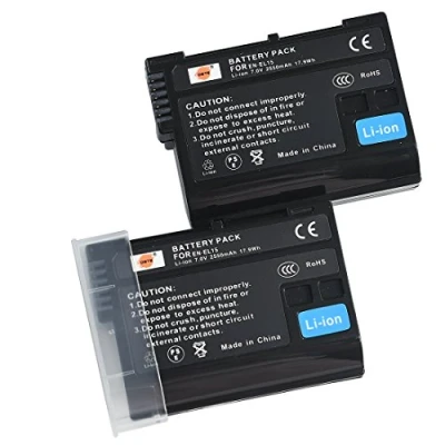 Immagine di DSTE 2 Pacco Ricambio Batteria Compatibile per Nikon EN EL15 1 V1 Z6 Z7 D600 D610 D750 D800 D800E D810A D850 D7000 D7100 D7200 D7500