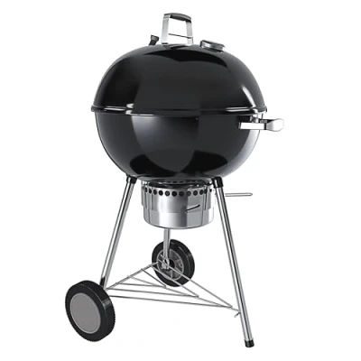 Immagine di Barbecue A Carbonella Rotondo 57 Cm Carbone Colore Nero BBQ Compatto Portatile Grill Griglia Da Giardino Picnic Balcone Terrazzo Con Coperchio Termometro E Ruote