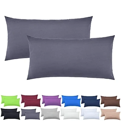 Immagine di NatureMark Confezione da 2 federe per Cuscini in Jersey, Dormire lateralmente, Cuscino Il Collo, conformi all’Oeko Tex, 40 x 80 cm, Diversi Colori e Dimensioni, Grigio Antracite
