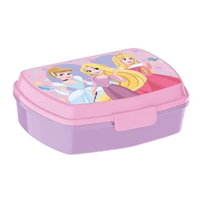 Immagine di p:os 34212049 Princess Bambini con Uno Scomparto, plastica Chiusura a Clip, Lunch Box per Asilo, Scuola e Tempo Libero, Colore Rosa