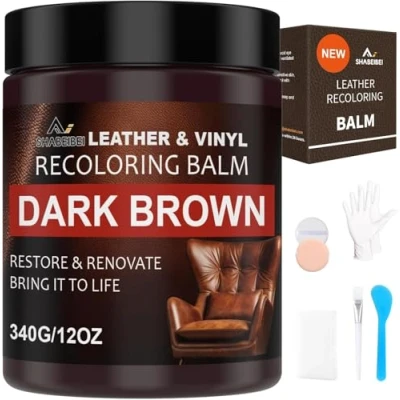 Immagine di SHABEIBEI Kit di Riparazione per Pelle,Crema in Pelle,Kit Nutriente, Ripara, Rinnova Pelle Assorbente Sbiadita, Usurata, Graffiata (Marrone Scuro)