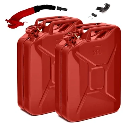 Immagine di BW® Tanica per carburante in metallo, 2 x 20 litri, con beccuccio, colore rosso, RAL 3000, certificato TÜV e approvazione ONU, Made Europe