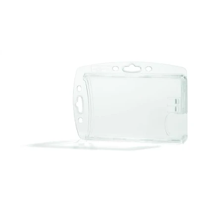 Immagine di Durable 892419 Portabadge rigido senza aggancio, 2 tessere, asola, usabile in verticale o orizzontale, 54x87 mm, trasparente, confezione da 10 pezzi