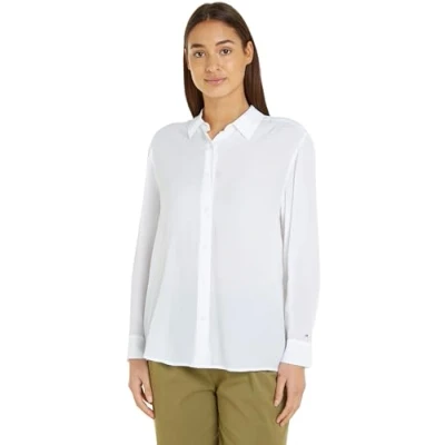 Immagine di Tommy Hilfiger Fluid Regular Shirt Camicia, Donna, Taglia: 44, Optic white