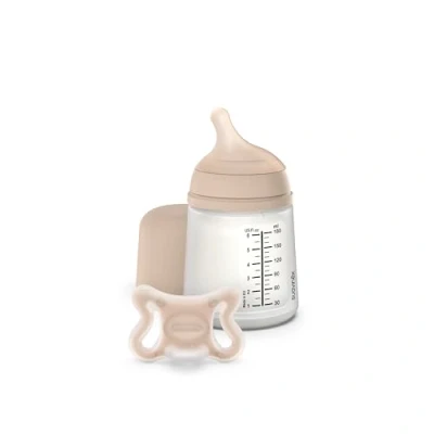 Immagine di Suavinex, Biberon Anti Coliche + ciuccio Zero Zero. da 180 ml con tettarella a flusso adattabile (A) e per neonati taglia 2/2 mesi. Adatto ai bambini prematuri, Light
