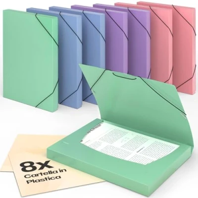 Immagine di ACROPAQ 8 x Cartella elastica A4 Fino a 200 pagine, Larghezza dorso 3,0 cm, Chiusura elastica, Vento, Collezione colori Natura Cartelle con elastico, documenti