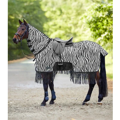 Immagine di Waldhausen Coperta da equitazione Zebra Fly con frange Cavallo Lunghezza posteriore: 135 cm &amp; inferiore 185