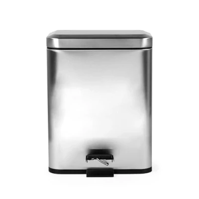 Immagine di Beldray pattumiera a doppio scomparto, rettangolare da 5 litri, secchio interno rimovibile, pedale, per ufficio, bagno, camera letto, in acciaio inox, LA035235SSFEU7