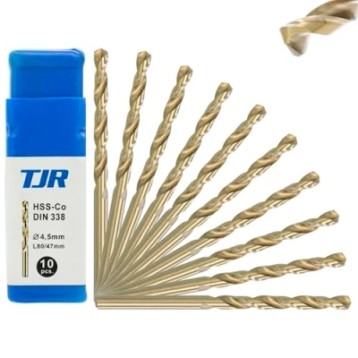 Immagine di TJR® HSS E M35 Punta elicoidale per trapano, autocentrante, DIN 338, tipo N, 135, 10 pezzi, Ø 4,5 mm