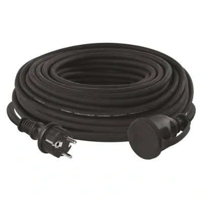 Immagine di Emos E 008 ditta m Schuko, Cavo di prolunga in Gomma per Uso Esterno (IP44), H07RN F3G 1,5 mm2, Nero, 30 Meter