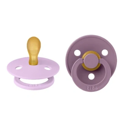 Immagine di BIBS Colour Symmetrical, Set di 2 ciucci, succhietto senza BPA, Tettarella simmetrica. Lattice gomma naturale, Prodotto in Danimarca/UE, Taglia 1 (0 6 mesi), Violet Sky/Mauve