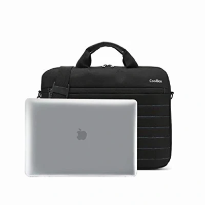 Immagine di &quot;CoolBox COO BAG14 1N Borsa da trasporto per computer portatili 14&quot;&quot; (39 cm x 31 cm), con maniglia e tracolla, in tessuto impermeabile di colore nero strisce blu&quot;