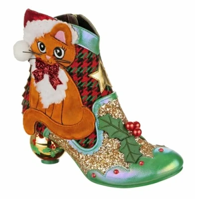 Immagine di Irregular Choice Gattino di Natale, Stivaletto Donna, Colore: Rosso e Multicolore, 36 EU