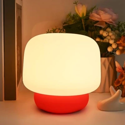 Immagine di Euakee Luce Notturna Bambini, Kawaii LED Silicone Carino Fungo Lampada Bambino, Dimmerabile Ricaricabile Touch con 30 Minuti Timer, Regali per Ragazzi, Ragazze