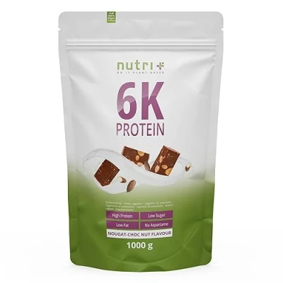 Immagine di Nutri+ Proteine 6K in Polvere a base Vegetale Torrone e Nocciola 1kg 6 Componenti Proteiche con Isolato di Proteina Piselli