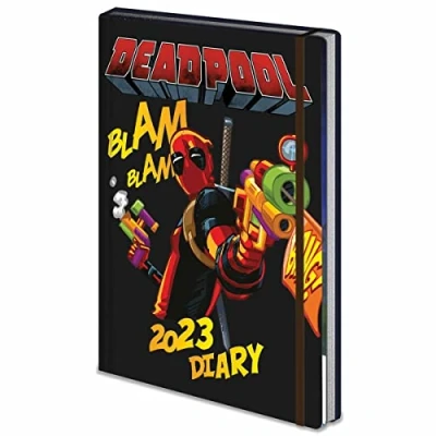 Immagine di Marvel Deadpool Diary 2023, copertina rigida A5, Week to a View Planner (Blam Blam Bang Design) Prodotti ufficiali