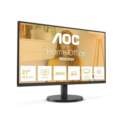 Immagine di AOC U27B3M Monitor UHD da 27 pollici, altoparlanti, HDR10 (3840x2160, 4K, 60 Hz, 2x HDMI, DisplayPort) nero, Inch 4K IPS 60Hz, HDMI USB C, Speakers Height Adjust