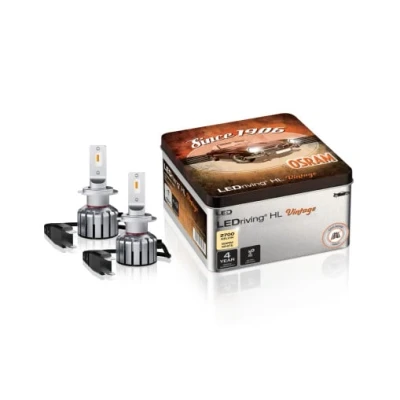 Immagine di OSRAM LEDriving HL VINTAGE, ≜ H7/H18, lampade a LED abbaglianti/anabbaglianti, solo fuoristrada, non ECE, +260% di luminosità in più, 2700K, scatola metallica (2 lampade)
