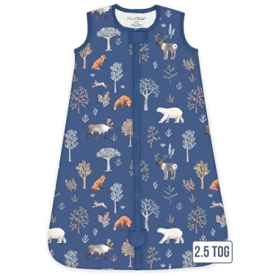 Immagine di Mama Cheetah sacco nanna 2.5 TOG, cotone organico bambino coperta portatile con cerniera a due vie, Swaddle transizione pelo per neonato ragazza 0 6 mesi