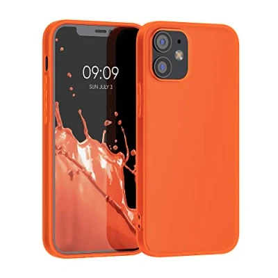 Immagine di kwmobile Custodia Compatibile con Apple iPhone 12 / Pro Cover Back Case per Smartphone in Silicone TPU Protezione Gommata arancione fluorescente