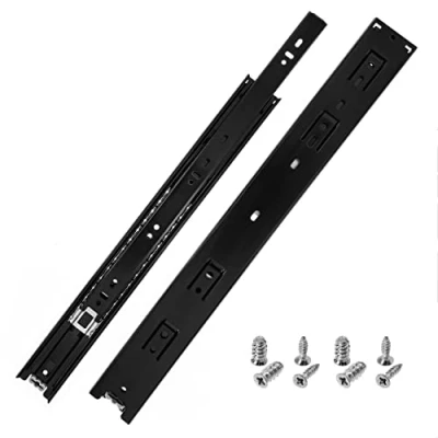 Immagine di HELPMATE Guide per cassetti di colore nero, 400 mm, 1 paio 2 pezzi, con estrazioni a sfera, portata 35 kg, cassetti, in acciaio laccato materiale fissaggio incluso
