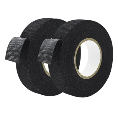 Immagine di Qrity 2 Pezzi Nastro Isolante in Tessuto per Cablaggio Automobilistico Adesivo Resistente Alle Alte Temperature Ridurre la Rumorosità Car Vehicle Trucks (19mm x 15m Nero)