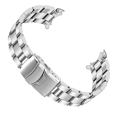 Immagine di Juntan Estremità curve Cinturini orologi in acciaio inossidabile per donna uomo Cinturino di ricambio orologio conico da 20mm Fibbia deployante metallo Argento