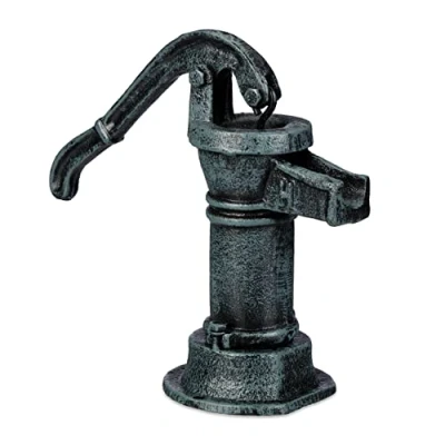 Immagine di Relaxdays Pompa dell&#039;Acqua Decorativa, Elemento d&#039;Arredo per Il Giardino, Design Antico, Manuale, in Ghisa, Grigio/Verde, 100%, 22 x 24 10,5 cm