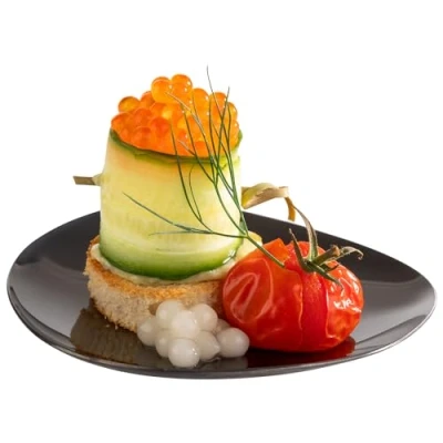 Immagine di APS PEBBLES 40795 Set di 4 piatti in acciaio INOX rivestito PVD, 9 x cm, altezza 1 effetto gunmetal