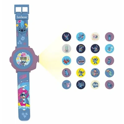 Immagine di Lexibook Disney Orologio a proiezione Regolabile con Schermo digitale 20 Immagini di Lilo e Stitch per Bambini DMW050D