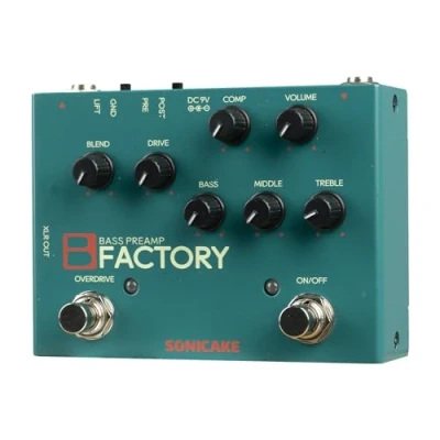 Immagine di SONICAKE Pedale per basso con overdrive Preamp analogico effetti di compressione EQ a 3 bande Uscita XLR B Factory