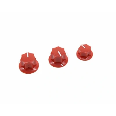 Immagine di Dopro Set di 3 manopole per basso Jazz J con inserto in ottone rosso USA Spec 1/4&quot;