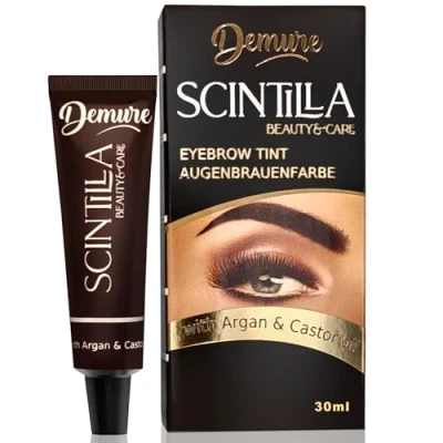 Immagine di Demure Colore Sopracciglia, Colorante con Olio di Argan e Ricino, Risultato Naturale Duraturo Fino a 4 Settimane, Applicazione Rapida Precisa (NERO 1.0)
