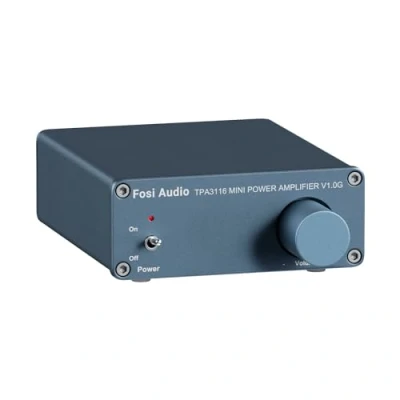 Immagine di Fosi Audio V1.0G Amplificatore Audio, Chip TI TPA3116D2, 50Wx2, Mini HiFi Stereo, 2.0 Canali Class D Integrato, Stile Retrò anni &#039;70 e &#039;80, per Sistema Domestico, Diffusori Passivi