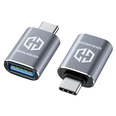 Immagine di GRAUGEAR Adattatori USB C a 3.2 Gen 2, Pack Trasferimento Dati 10 Gbps, da tipo C, Doppia Compatibilità, Alluminio