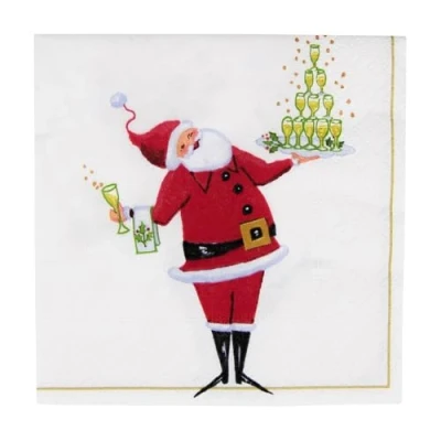 Immagine di Caspari Tovaglioli da cocktail con Babbo Natale, 20 per confezione