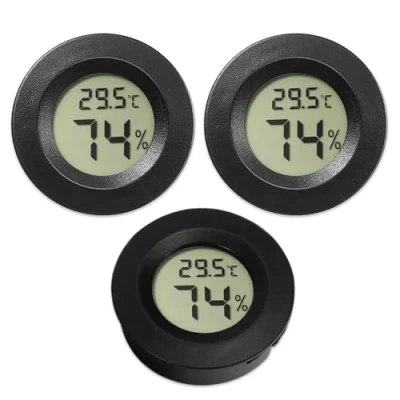 Immagine di Riisoyu 3PCS Igrometro Termometro Ambiente, Temperatura Umidità Misuratore Interno Mini LCD Misuratori di Digitale a Forma Rotonda Termometri per Interni Chitarra Rettili Serra Auto