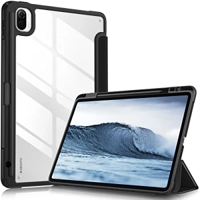 Immagine di FINTIE Custodia Compatibile con Xiaomi Mi Pad 5/Mi 5 Pro ‎11&quot; 2021 [Built in Pencil Holder] Antiurto Sottile Case Posteriore Trasparente Cover Auto Sveglia/Sonno, Nero